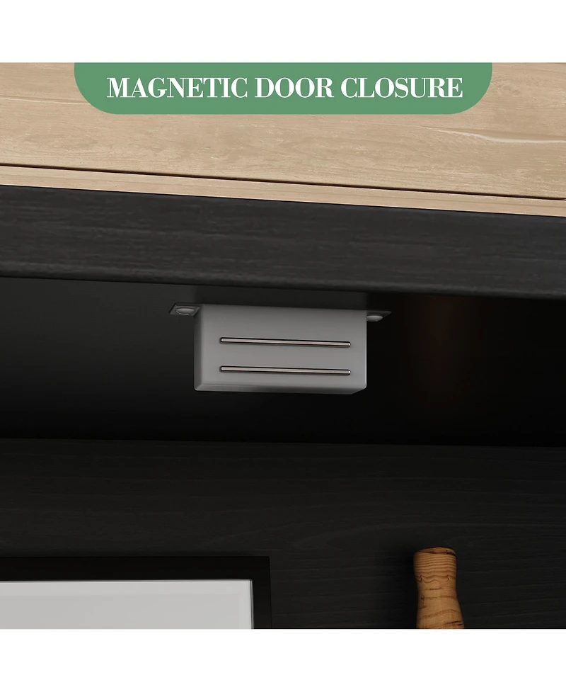 homfan Sideboard Cabinet with 3 Drawers and 2 Doors, Buffet Server with Storage Shelves for Dining Room Kitchen Living Room