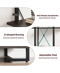 homfan Industrial Steel-Wood Storage Bookcase, Multi-Shelf Cabinet with Hidden Drawers and Anti-Tip Device, Easy Assembly Home Office Organizer