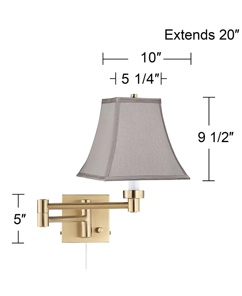 Barnes and Ivy Alta Warm Gold Plug-In Swing Arm Wall Lamp with Square Shade