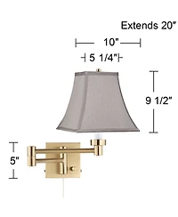 Barnes and Ivy Alta Warm Gold Plug-In Swing Arm Wall Lamp with Square Shade