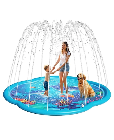Aofar Splash Pad Sprinkler Dog Kids Inflatable Water Play Mat Pool Fountain