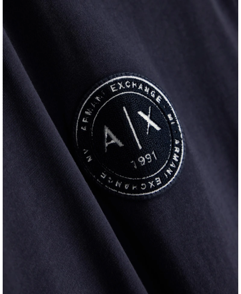 A|X Armani Exchange Men's Short Sleeve Neck Piping Badge logo Regular Fit T-Shirt