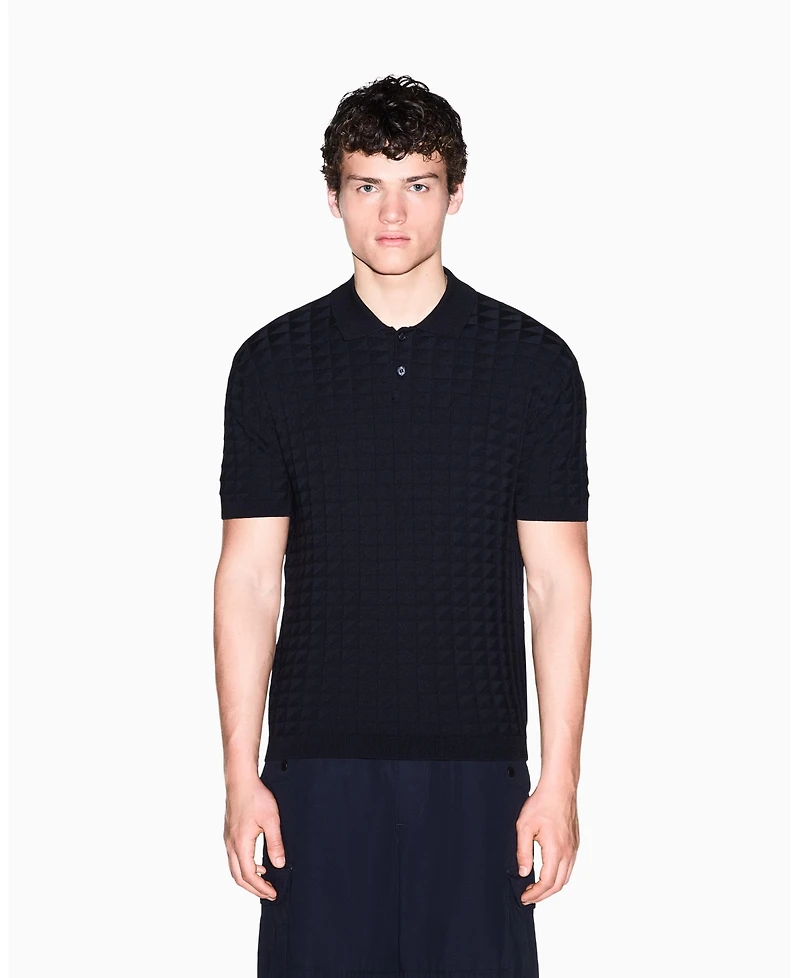 A|X Armani Exchange Men's Viscose Grid Polo Shirt
