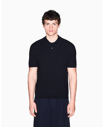 A|X Armani Exchange Men's Viscose Grid Polo Shirt
