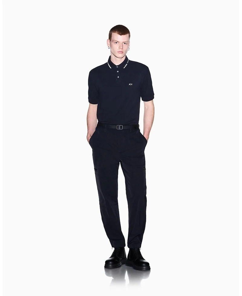 A|X Armani Exchange Men's Pique Tipping Wording Polo Shirt