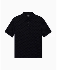 A|X Armani Exchange Men's Flocked All Over Logo Polo Shirt