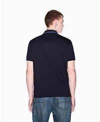 A|X Armani Exchange Men's Mercerized Tipping Johnny Collar Polo Shirt