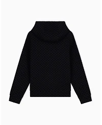 A|X Armani Exchange Men's Bonded Cotton Flocked All Over Logo Hoodie Sweatshirt