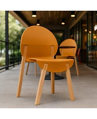 Mondawe 4 Pack Crimson Chairs Oak Wood Legs and Pp Seat
