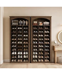 Tribesigns Tall Shoe Cabinet, 30-Cube Large Capacity Shoe Organizer with Arched Display Shelf, Rustic Entryway Storage