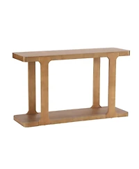 Rainsken Modern Console Table, with Shelf and Thick Tabletop, Inlaid Assembly Design, for Living Room, Hallway