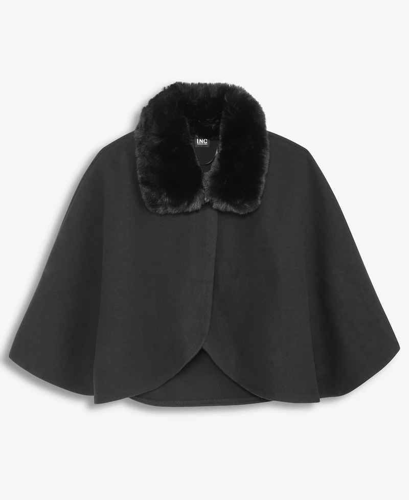 I.n.c. International Concepts Women's Faux-Fur-Collar Cropped Cape, Macy's Exclusive