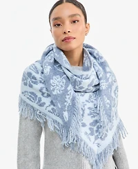 I.n.c. International Concepts Women's Two-Tone Folk Floral Jacquard Triangle Knit Scarf, Macy's Exclusive