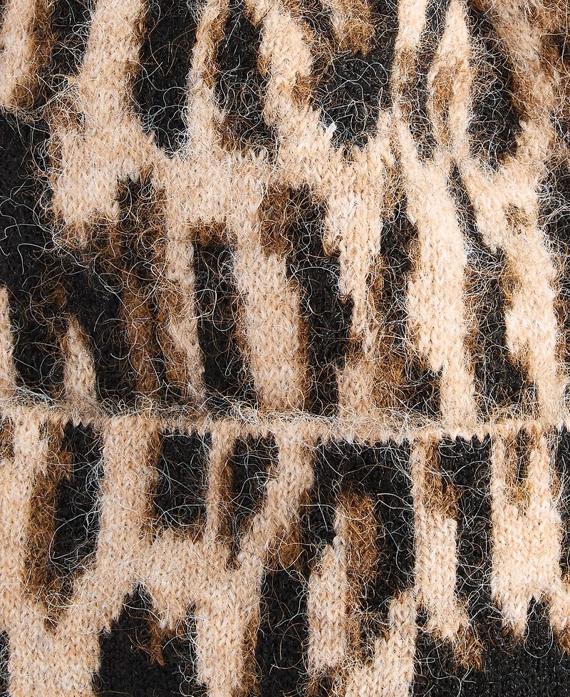 I.n.c. International Concepts Women's Leopard-Print Knit Pom-Pom Beanie, Macy's Exclusive