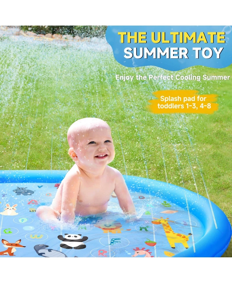 Aofar 69" Non-slip Splash Pad Sprinkler Pool Water Play Mat