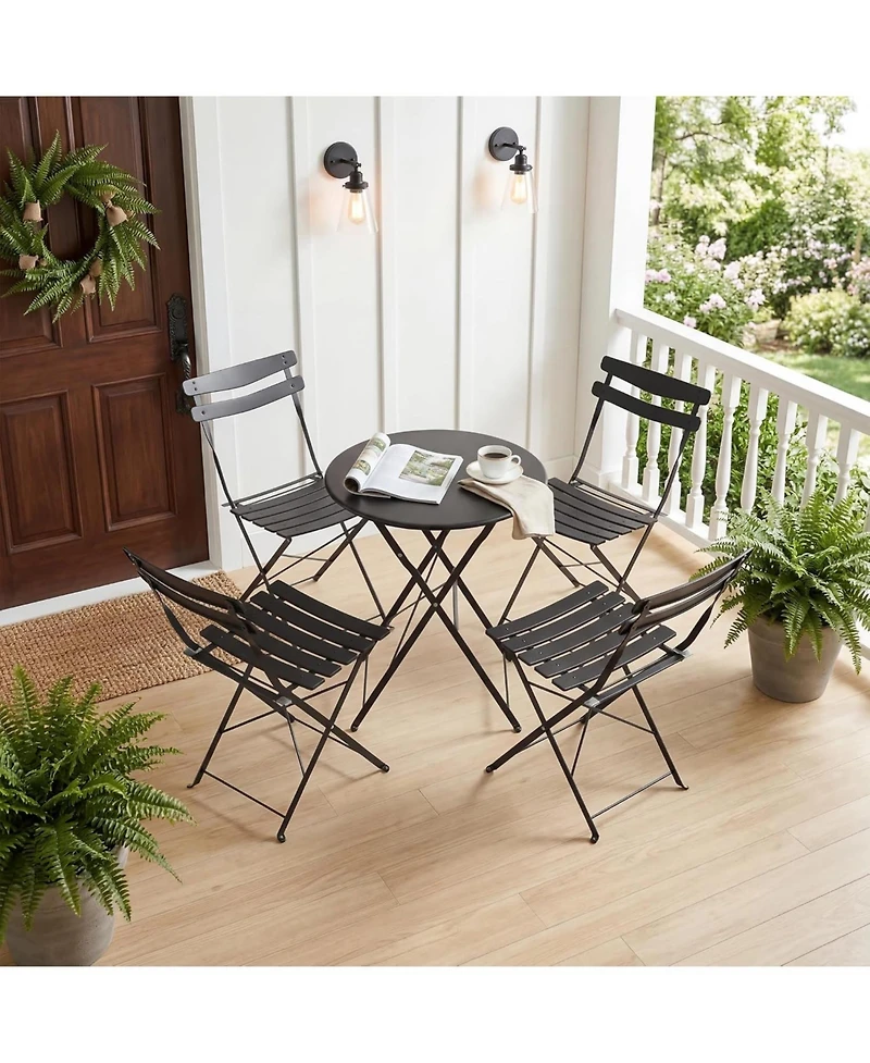 gaomon 5-piece folding bistro set with durable metal frame, no assembly required-perfect for patio, balcony, garden, or indoor use.