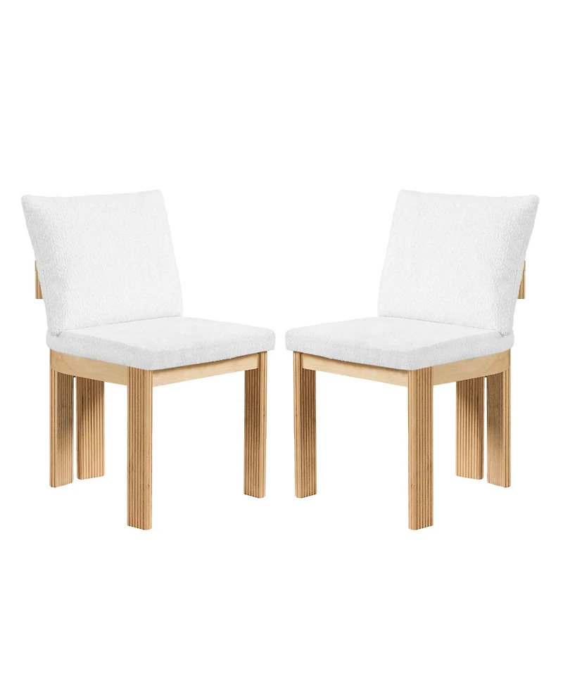 Rainsken Indoor Boucle Dining Chair Set of 2 with Rubber Wood Frame and Back Pillow, 250 lbs Capacity for Room Kitchen