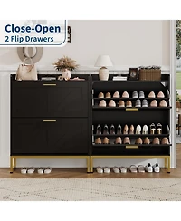 gaomon entryway shoe cabinet with double-layer flip-top drawers, adjustable shelves, and a dust-proof back panel freestanding storage