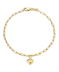 Devata Heart Charm Paperclip Chain Bracelet in 14K Gold