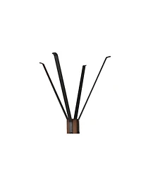 Rainsken Freestanding Coat Rack, Wood & Metal Coat Hanger Stand with Hooks, Multifunctional Home Furniture for Bedroom and Living Room