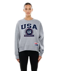 New Era Women's Gray Usa Baseball 2026 World Classic Mineral Wash Dolmen Sleeve Fleece Sweatshirt
