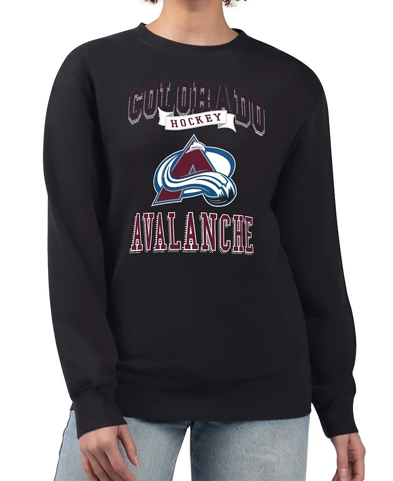 G-iii 4Her by Carl Banks Women's Black Colorado Avalanche Team Logo Tri-Blend Fleece Pullover Sweatshirt