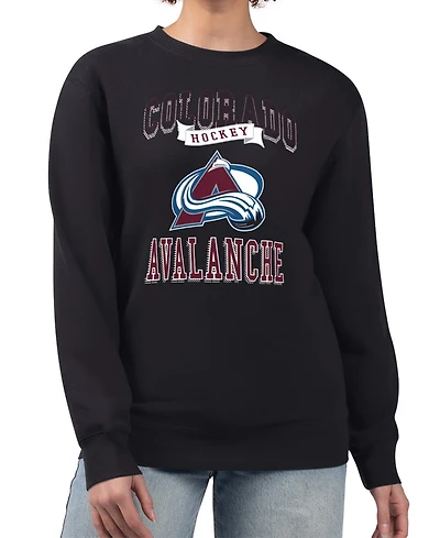 G-iii 4Her by Carl Banks Women's Black Colorado Avalanche Team Logo Tri-Blend Fleece Pullover Sweatshirt