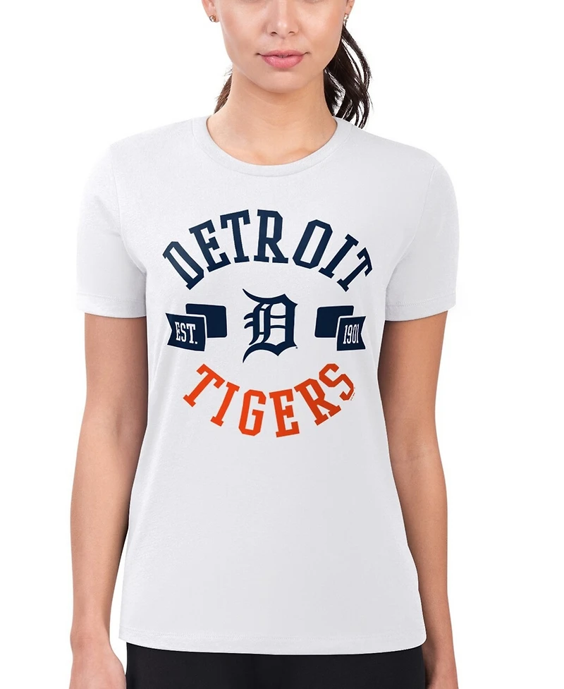 G-iii 4Her by Carl Banks Women's White Detroit Tigers Super-Slim Fit Lightweight City Graphic T-Shirt