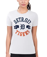 G-iii 4Her by Carl Banks Women's White Detroit Tigers Super-Slim Fit Lightweight City Graphic T-Shirt