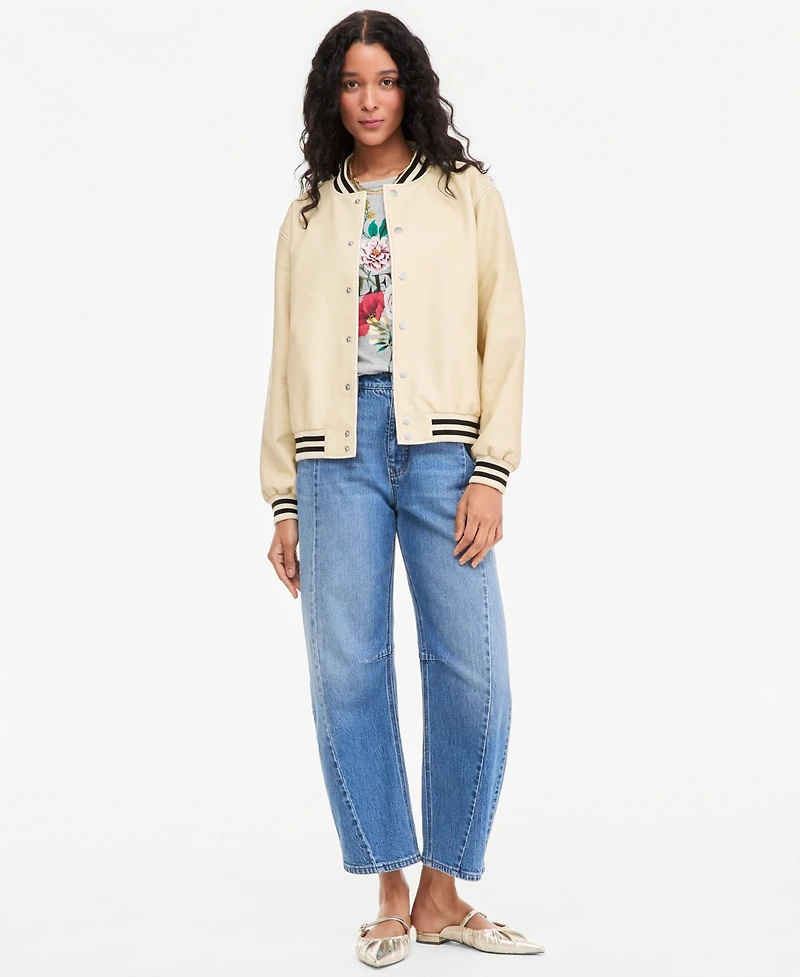 On 34th Women's Faux-Leather Varsity Bomber Jacket, Macy's Exclusive