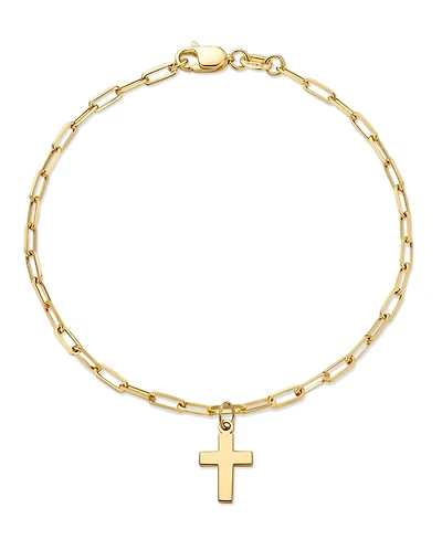 Devata Cross Charm Paperclip Chain Bracelet in 14K Gold