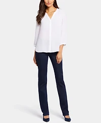 Nydj Women's Pintuck Split Neck Top