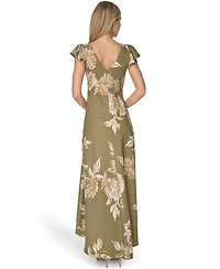 Calvin Klein Women's Printed V-Neck Midi Dress