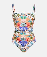Cupshe Women's Square Neck Ruched Pull-On Adjustable Strap One-Piece Swimsuit