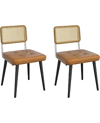 gaomon Rattan Dining Chairs Set of 2, Upholstered Dining Room Chairs with Rattan Backrest, Armless Side Chairs for Kitchen Living Room, Restaurant