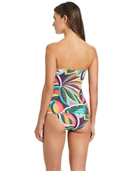 Bleu By Rod Beattie Womens Bandeau Ring Detail Tankini Draped Hipster Sarong