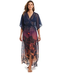 Bleu by Rod Beattie Women's Chiffon V-Neck Cover-Up Dress