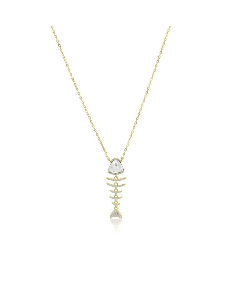 The Lovery Mother of Pearl Fish Necklace 14K Gold-Plated Sterling Silver