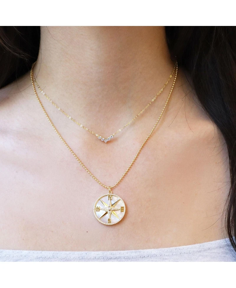 The Lovery Cz Dip Necklace 14K Gold Plated Sterling Silver