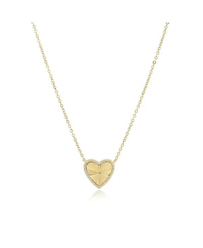 The Lovery Fluted Cz Heart Necklace 14K Gold Plated Sterling Silver