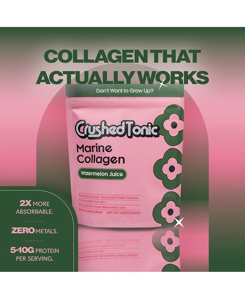 Crushed Tonic Watermelon Juice Marine Collagen Powder