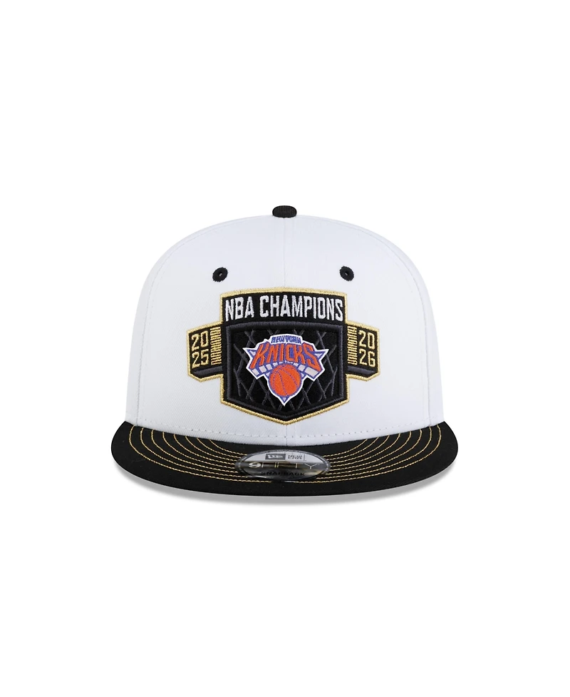 New Era Men's White/Black New York Knicks 2026 Nba Champions Locker Room 9FIFTY Snapback Hat