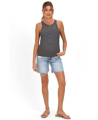 Pinkblush Maternity Light Blue Distressed Frayed Hem Midi Jean Shorts