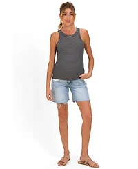 Pinkblush Maternity Light Blue Distressed Frayed Hem Midi Jean Shorts