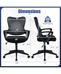 Gymax Ergonomic Office Chair w/Armrests Padded Cushion and Butterfly Backrest for Study