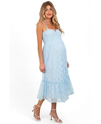 Pinkblush Maternity Light Blue Sleeveless Lace Maxi Dress