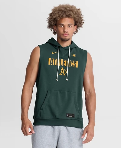 Nike Men's Green Athletics Authentic Collection Standard Issue Dri-fit Sleeveless Hoodie