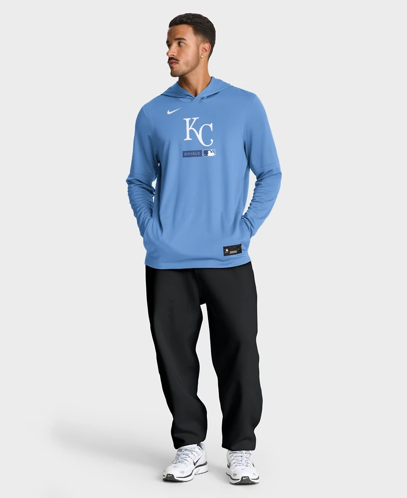 Nike Men's Light Blue Kansas City Royals Authentic Collection Dri-fit Long Sleeve Hoodie
