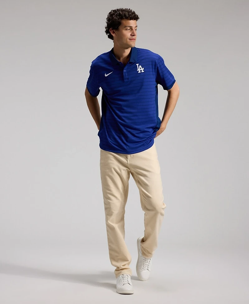 Nike Men's Royal Los Angeles Dodgers Authentic Collection Striped Victory Dri-fit Polo Shirt