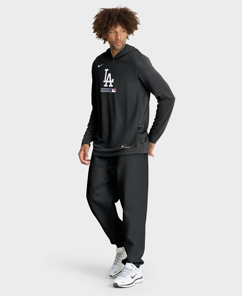 Nike Men's Black Los Angeles Dodgers Authentic Collection Dri-fit Long Sleeve Hoodie